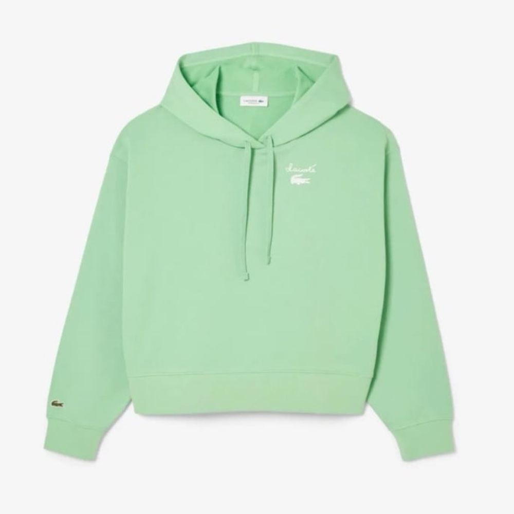 Lacoste Women's Fleece Logo Hoodie green hooded sweater pullover